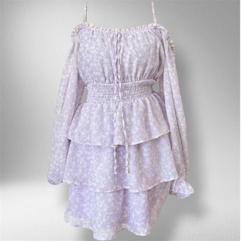 Justify Lavender Floral Smocked Mini Dress – Size S